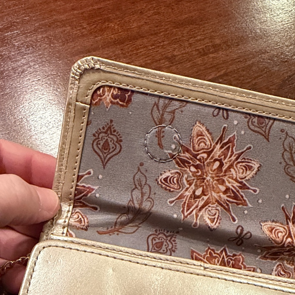 HOBO Gold Metallic Trifold Clutch/Wallet - Picture 16 of 17